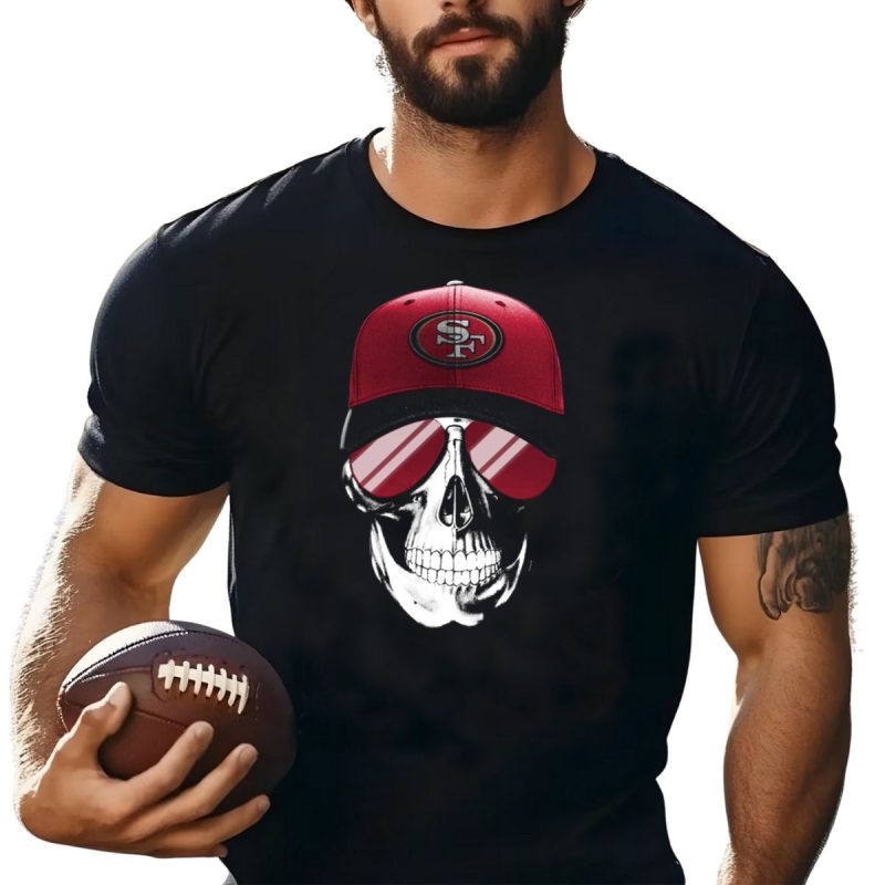 Skull V7 San Francisco 49Ers Sf Logo Hat And Sunglasses T Shirt T Shirt 1