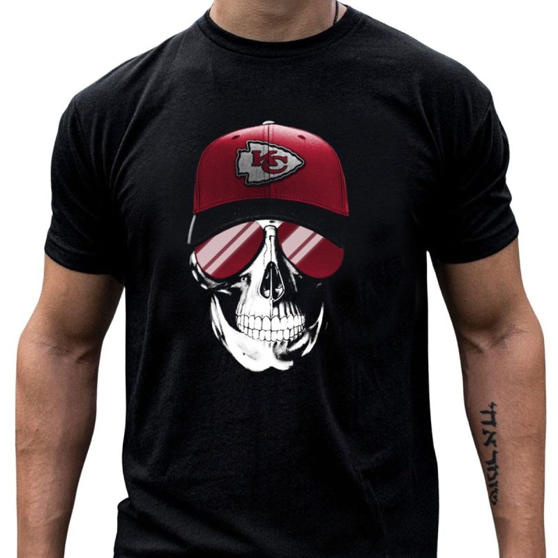 Skull With Kansas City Chiefs Hat And Sunglasses T Shirt T Shirt 1 1