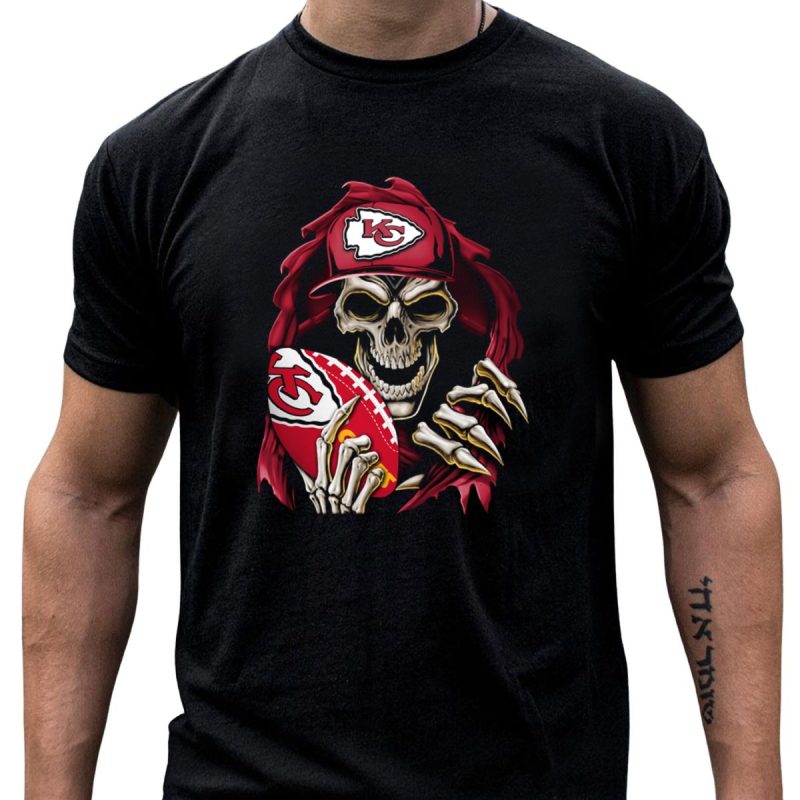 Skullbong Kansas City Chiefs Skeleton Holding Football With Kc T Shirt T Shirt 1 1