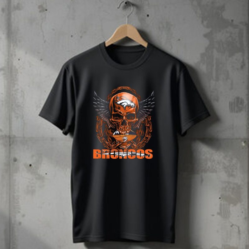 Skullfb Denver Broncos Winged Skull Football Chain T Shirt 1 T Shirt 1