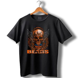 Skullfb Winged Skull With Chicago Bears Football Helmet And Chains Bears T Shirt