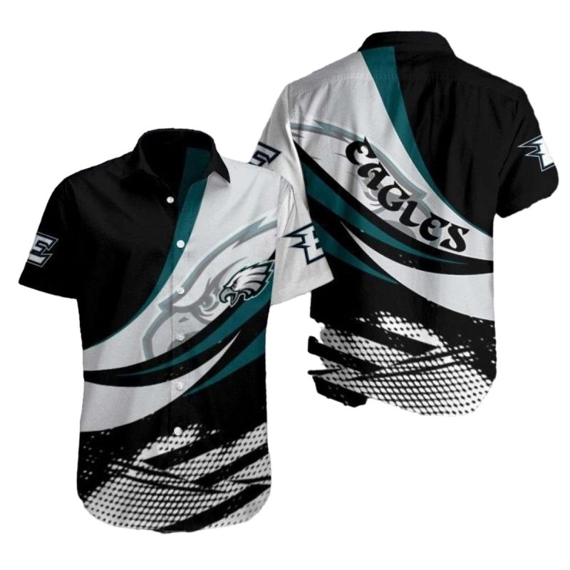 Sleek Silver And Teal Philadelphia Eagles Hawaiian Shirt 1