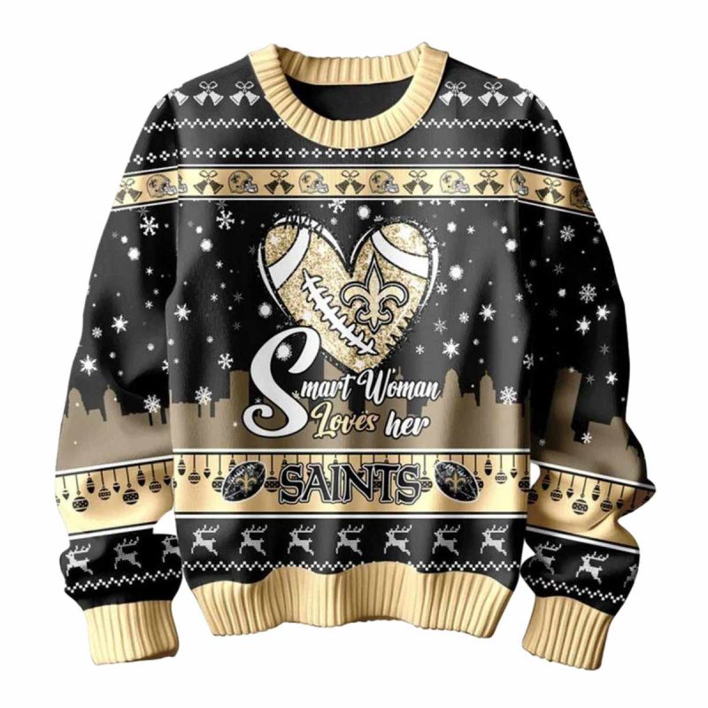 Smart Woman Loves Her New Orleans Saints Ugly Sweater 2