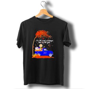 Snoopy And Charlie Brown Buffalo Bills Its The Most Wonderful Time Of The Year Autumn Truck Scene T-Shirt