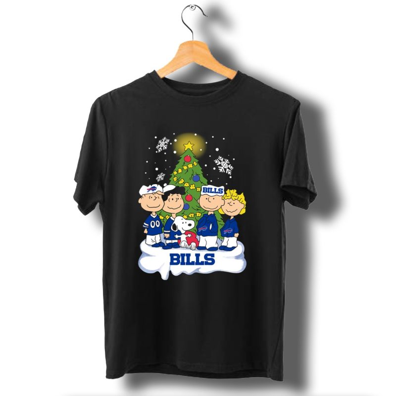 Snoopy And Peanuts Characters Celebrating With Buffalo Bills Christmas Tree T Shirt 1 T Shirt 1