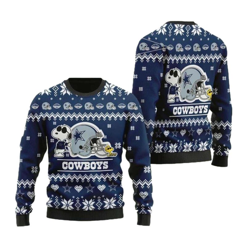 Snoopy And Woodstock Dallas Cowboys Christmas 2025 Ugly Sweater 1