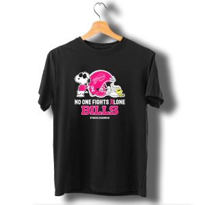 Snoopy And Woodstock No One Fights Alone Buffalo Bills Tacklecancer T-Shirt