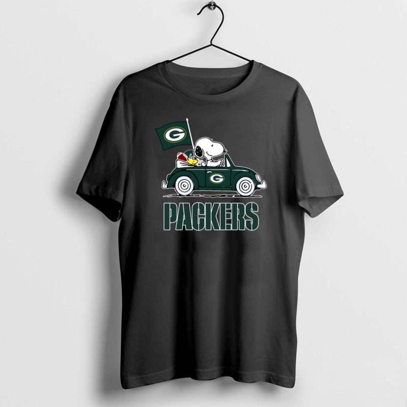 Snoopy And Woodstock Ride The Green Bay Packers Car Shirt T Shirt 1 0