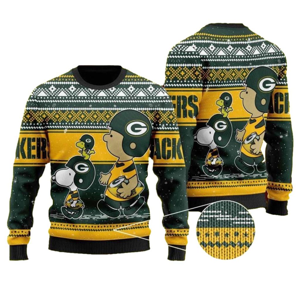 Snoopy Charlie Brown Green Bay Packers Lover Ugly Sweater 1