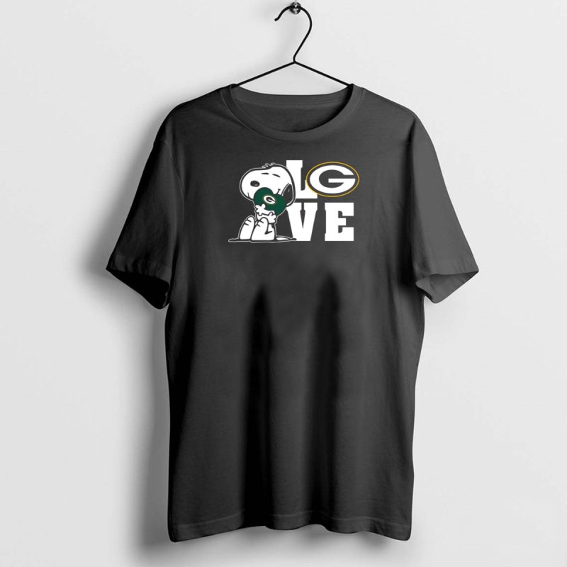 Snoopy Holding Green Bay Packers Football Love T Shirt 1 1 T Shirt 1 1