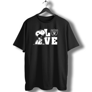 Snoopy Love Las Vegas Raiders Raiders Logo Football T-Shirt