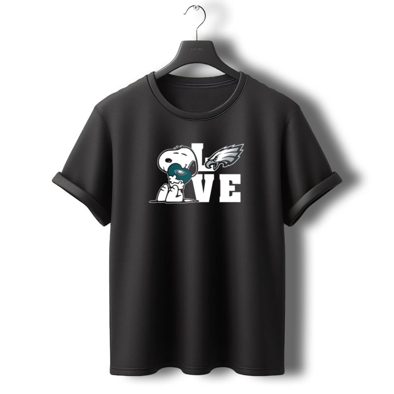 Snoopy Love Philadelphia Eagles Heart T Shirt T Shirt 0 1