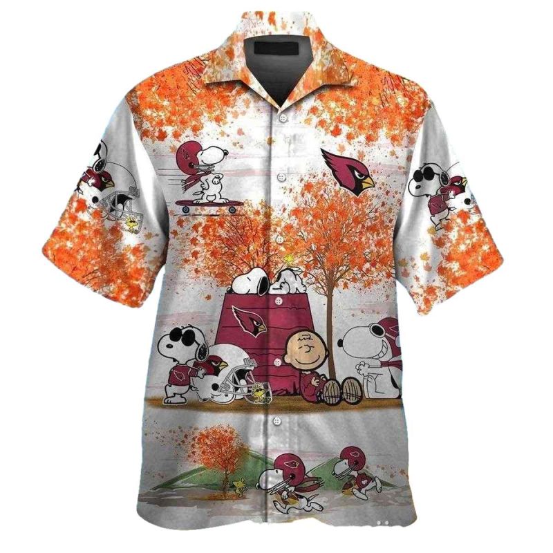 Snoopy Nfl Arizona Cardinals Hawaiian Shirt With Autumn Graphics 1