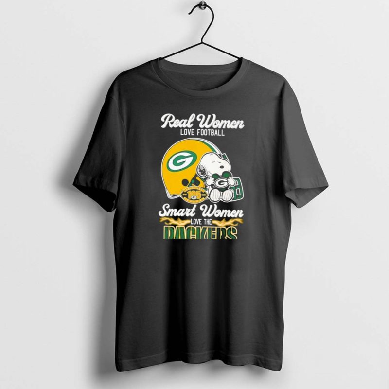 Snoopy Real Women Love Football Smart Women Love The Packers Green Bay Helmet T Shirt 1 1 T Shirt 1 1