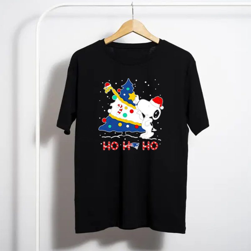 Snoopy Woodstock Decorating Christmas Tree New England Patriots Ho Ho Ho T Shirt T Shirt 1