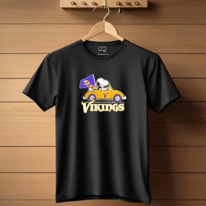 Snoopy Woodstock Driving Car With Vikings Flag Minnesota Nfl T Shirt