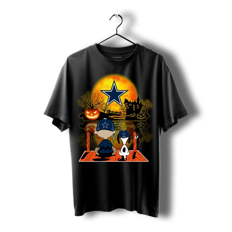 Snoopy And Charlie Brown Pumpkin Dallas Cowboys Halloween Moon Shirt T Shirt 1