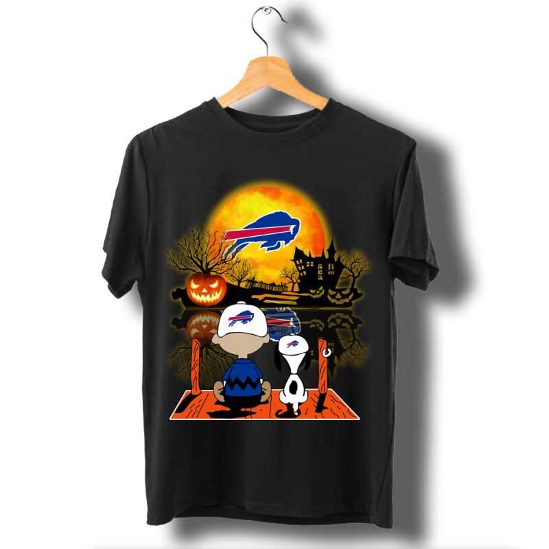 Snoopy And Charlie Brown Watching Buffalo Bills Halloween T Shirt T Shirt 1