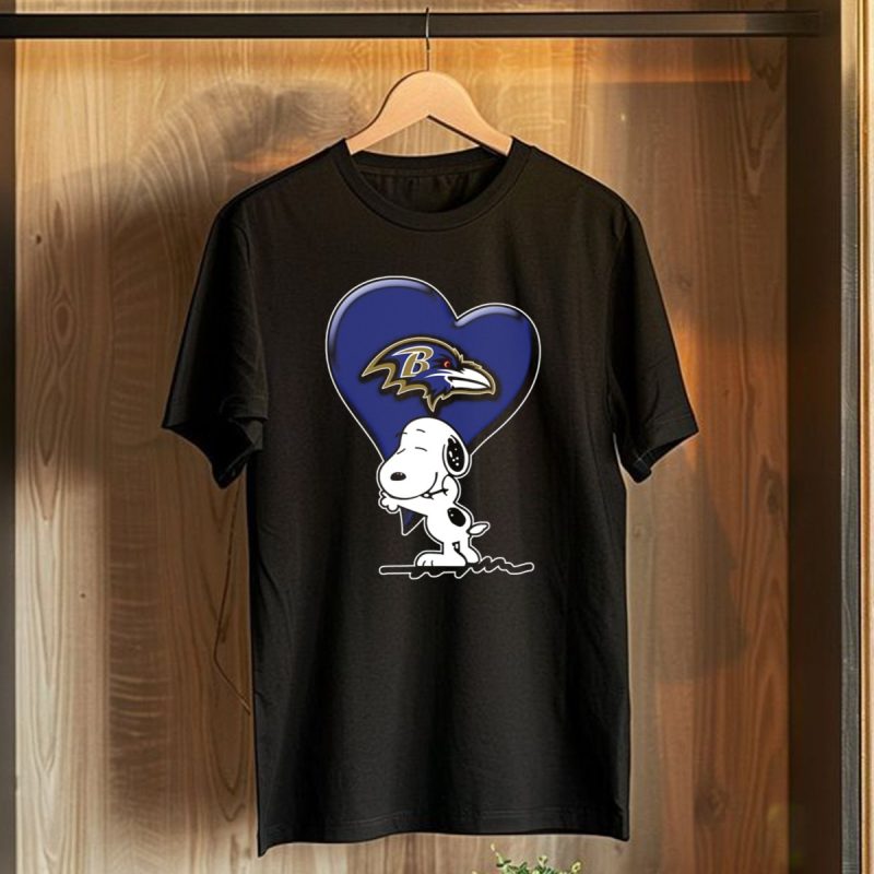 Snp V1 Baltimore Ravens Heart And Snoopy Hug T Shirt 1 T Shirt 1