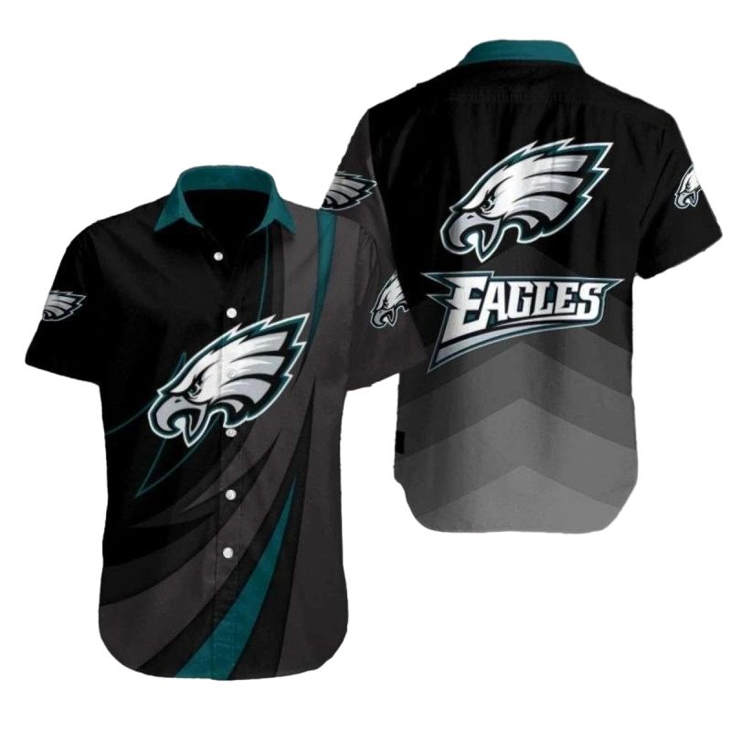 Soaring Eagle Shadow Philadelphia Eagles Hawaiian Shirt Swooping Teal Style 1