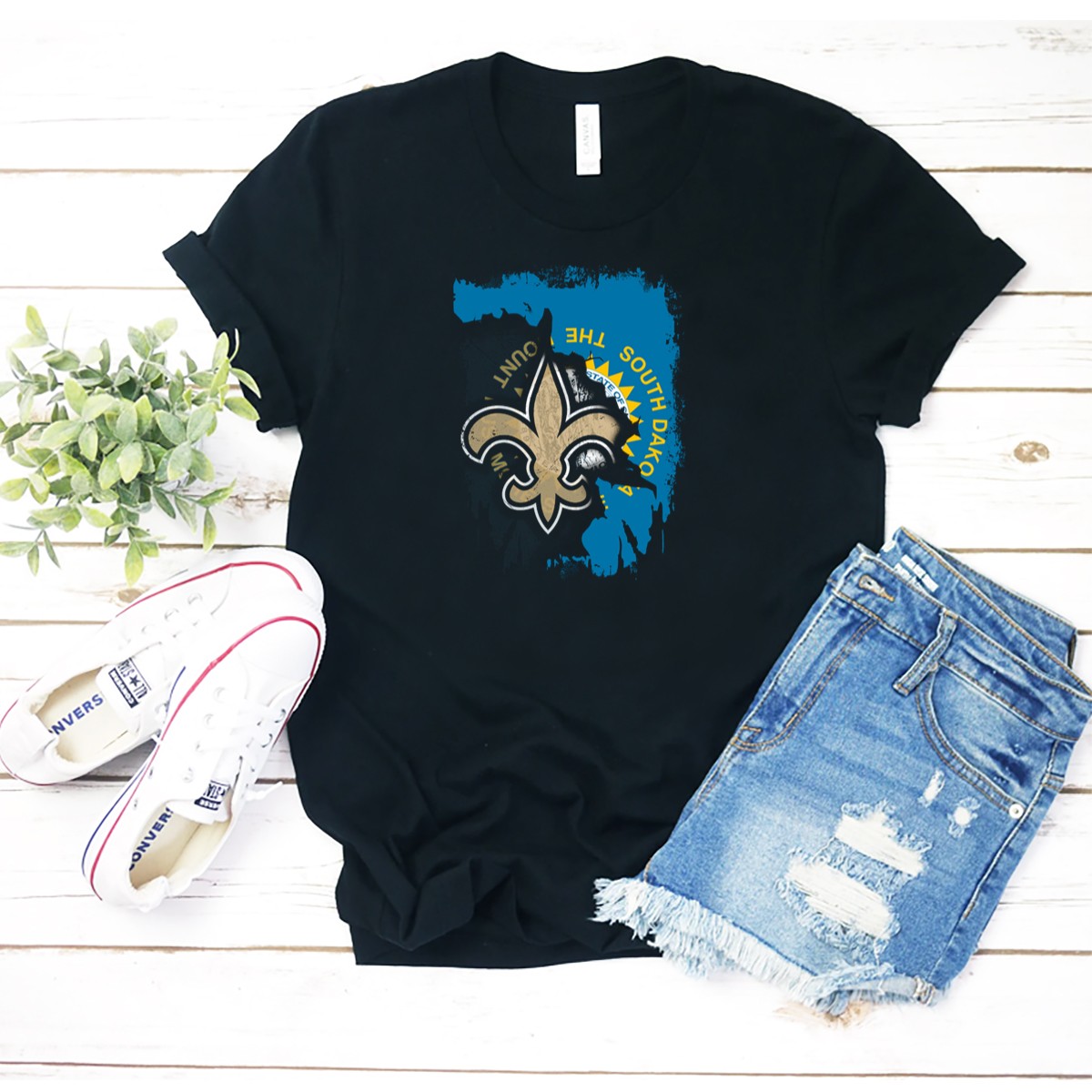 South-Dakota-State-Outline-With-Saints-Fleur-De-Lis-And-Seal-T-Shirt-1_t-shirt-2_3