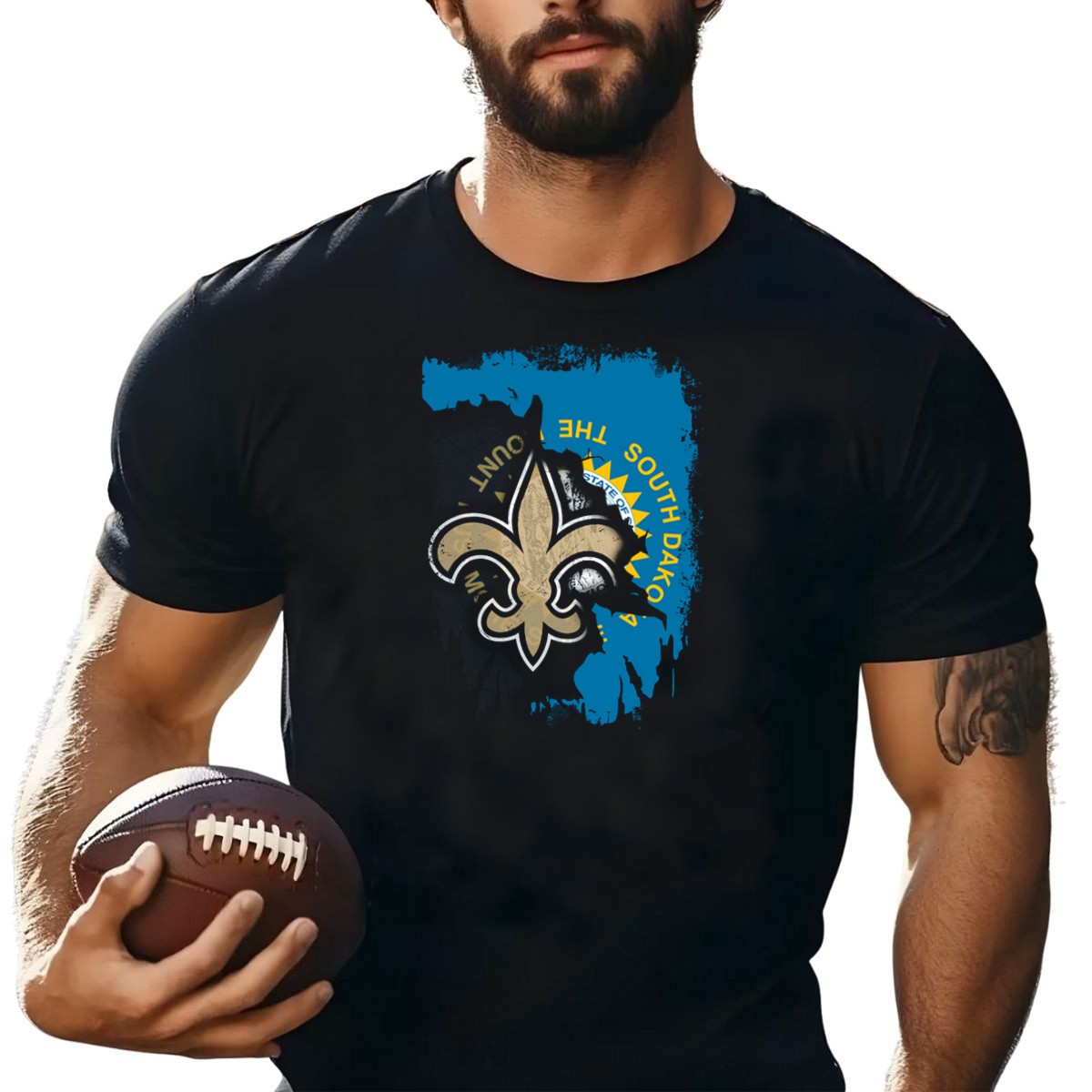 South-Dakota-State-Outline-With-Saints-Fleur-De-Lis-And-Seal-T-Shirt-1_t-shirt-4_5