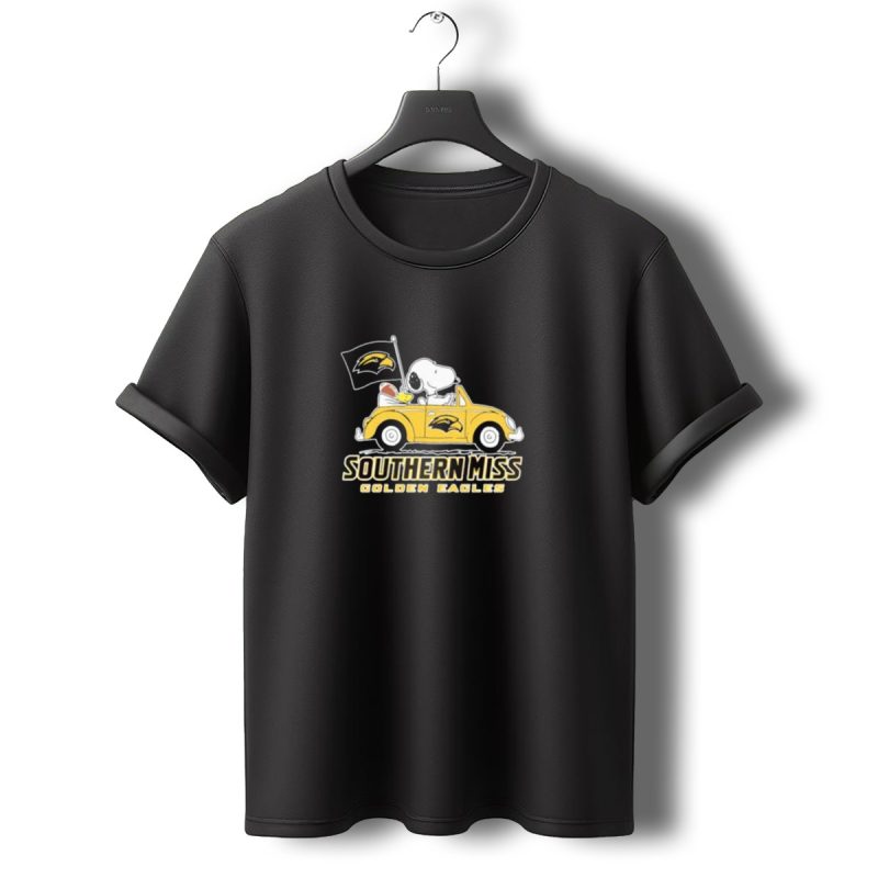 Southern Miss Golden Eagles Snoopy And Woodstock Driving Car T Shirt T Shirt 0 1