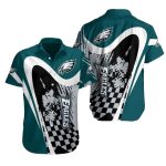 Philadelphia Eagles Racing Teal And White Hawaiian Shirt