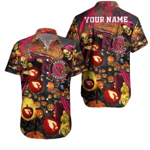 Spooky Cardinals Game Night Personalized Arizona Cardinals Hawaiian Shirt