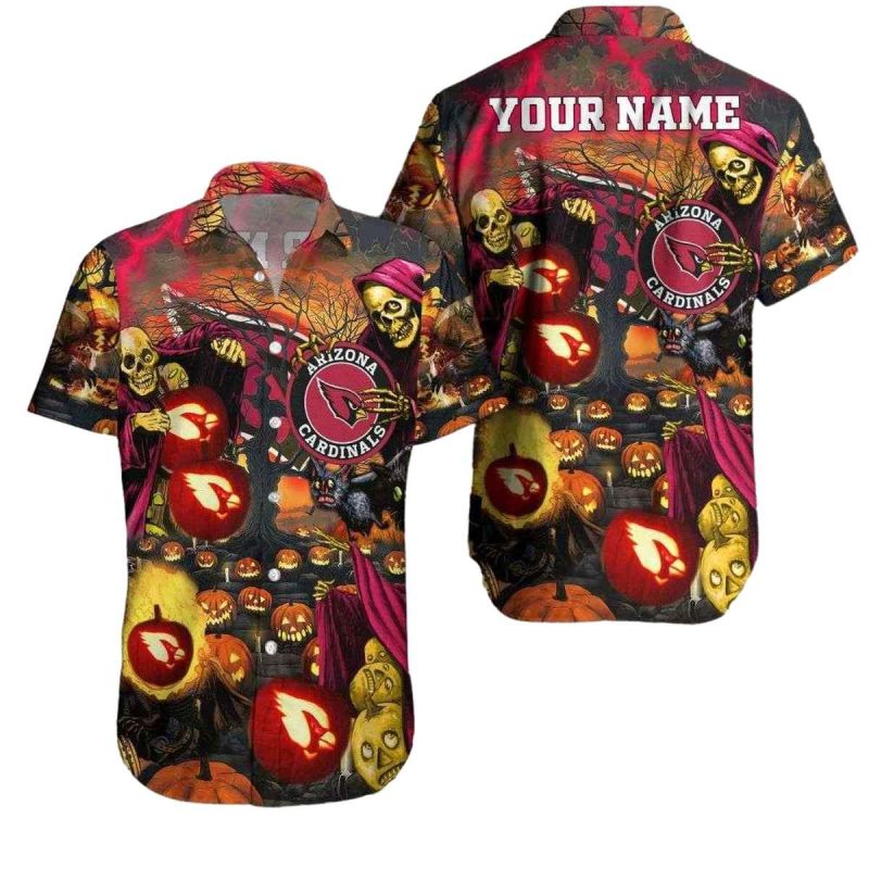 Spooky Cardinals Game Night Personalized Arizona Cardinals Hawaiian Shirt 1