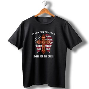 Stand For The Flag Kneel For The Cross Chicago Bears Flag Cross Wings T Shirt