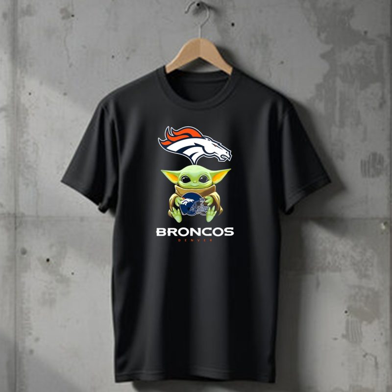 Star Wars Baby Yoda Holding Denver Broncos Helmet T Shirt 1 T Shirt 1