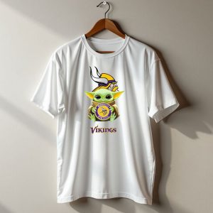 Star Wars Baby Yoda Holding Minnesota Vikings Vikings Logo White T Shirt