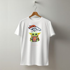 Star Wars Baby Yoda Holds Denver Broncos Emblem T-Shirt