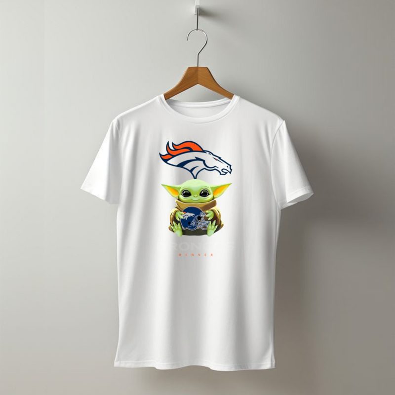 Star Wars Baby Yoda Hug Denver Broncos Helmet Broncos Denver T Shirt 1 T Shirt 1