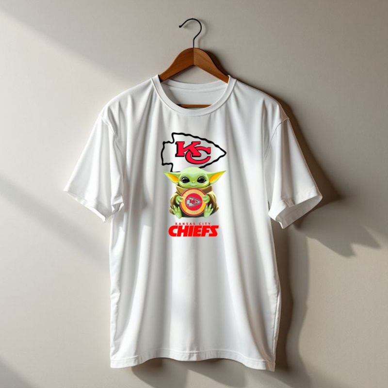 Star Wars Baby Yoda Kansas City Chiefs Hug Kc Emblem White T Shirt T Shirt 1 1