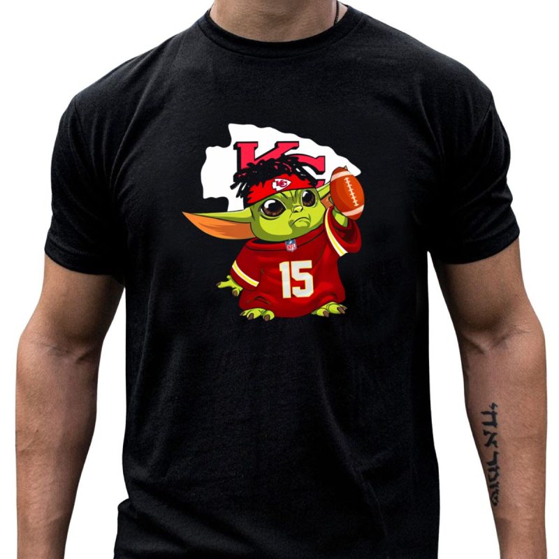 Star Wars Baby Yoda Mandalorian Kansas City Chiefs Patrick Mahomes 15 Merch T Shirt T Shirt 1 1