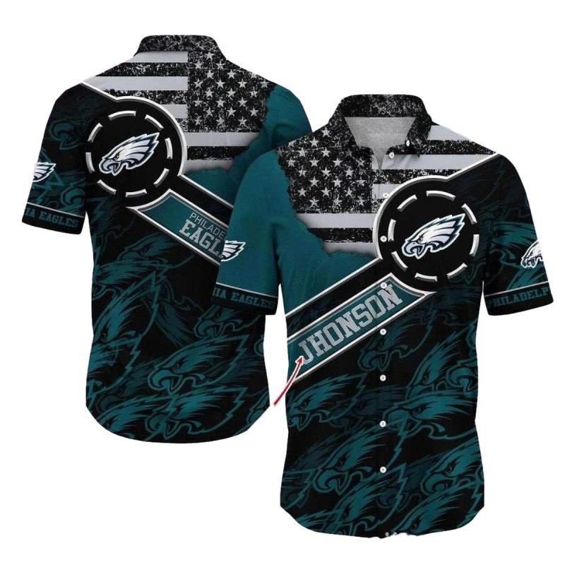 Starry Patriot Philadelphia Eagles Customizable Hawaiian Shirt 1