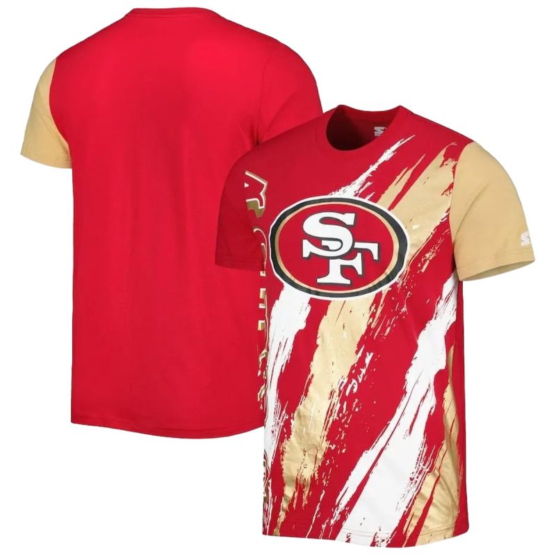 Starter Scarlet San Francisco 49Ers Extreme Defender Aop T Shirt 1