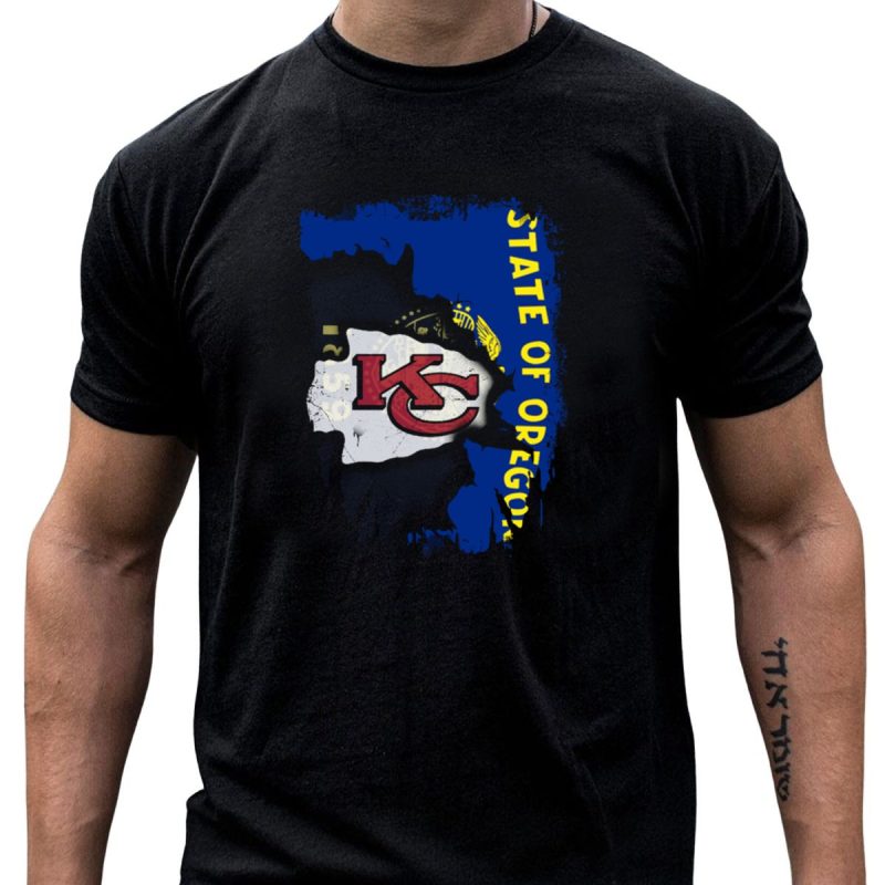 State Of Oregon With Kc Chiefs T Shirt T Shirt 1 1