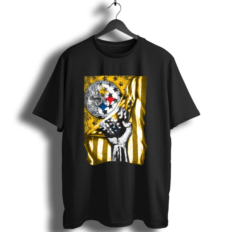 Steelers Logo Hand Yellow And Black Stripes Flag Pittsburgh Steelers T Shirt 1 T Shirt 1