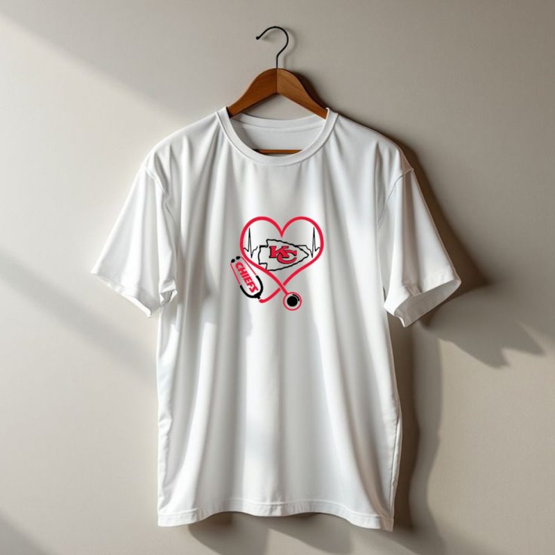 Stethoscope Heartbeat Kansas City Chiefs Nurse T Shirt T Shirt 1 1