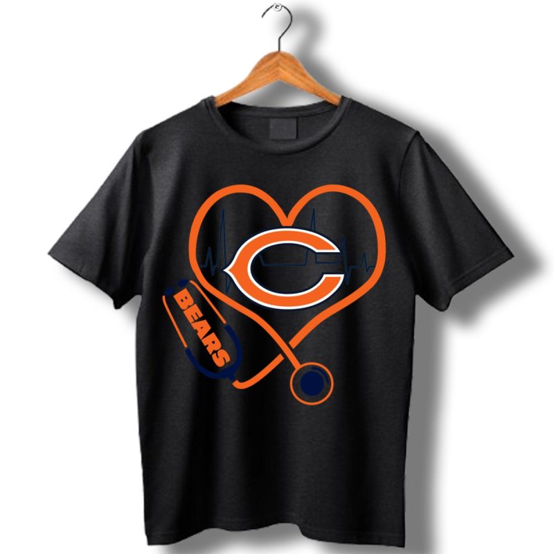 Stethoscope Heartbeat Nurse Symbol Chicago Bears Shirt T Shirt 1