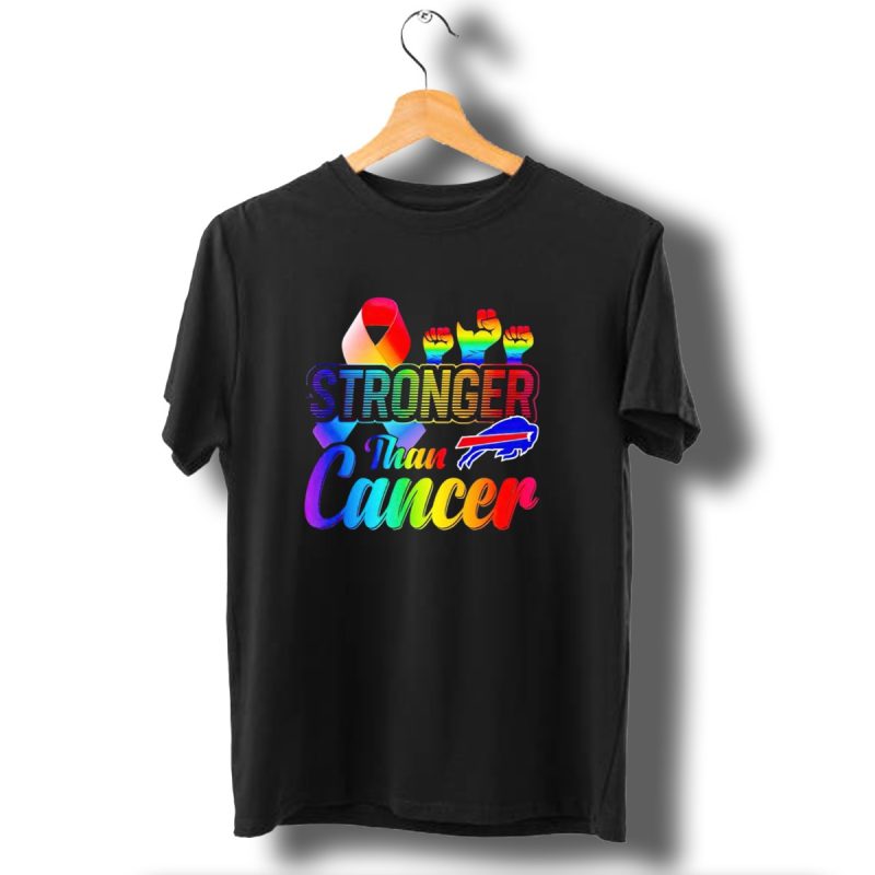 Stronger Than Cancer Buffalo Bills Rainbow Ribbon And Fists T Shirt 1 T Shirt 1