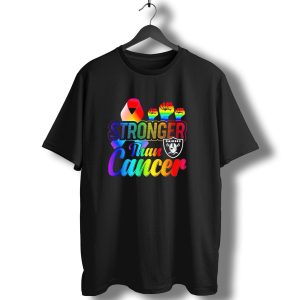 Stronger Than Cancer Las Vegas Raiders Rainbow Fists T-Shirt