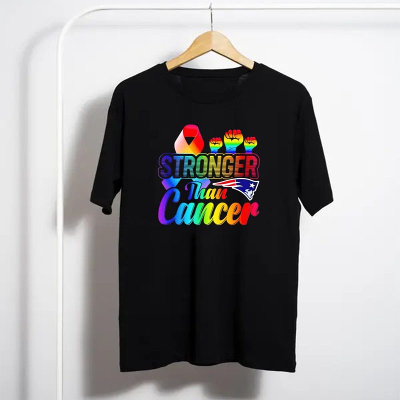 Stronger Than Cancer New England Patriots Rainbow Ribbon Fists T Shirt T Shirt 1