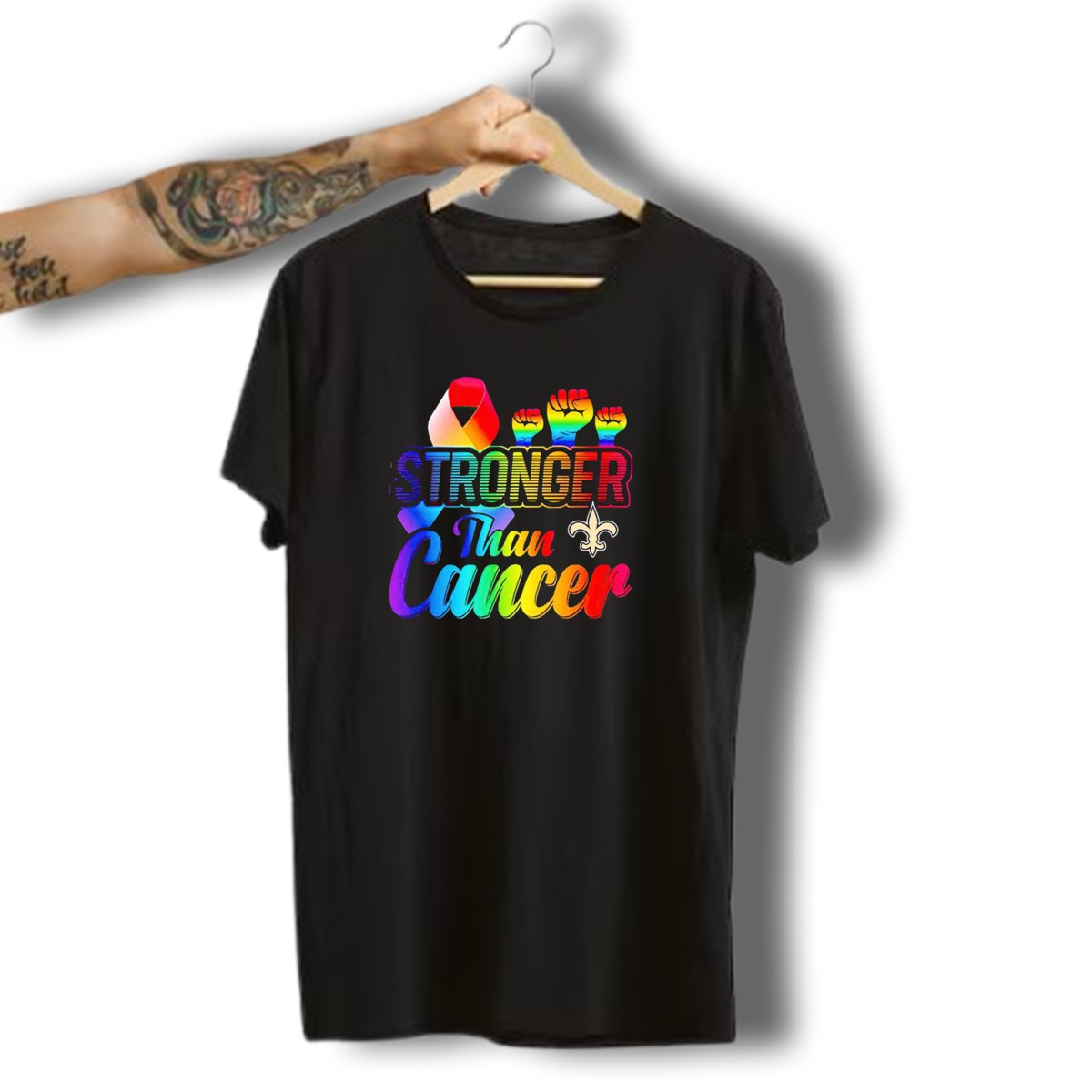 Stronger-Than-Cancer-New-Orleans-Saints-Fleur-De-Lis-Rainbow-Fists-T-Shirt-1_t-shirt-3_4