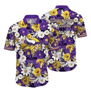 Sunny Flora And Fauna Minnesota Vikings Hawaiian Shirt Mens