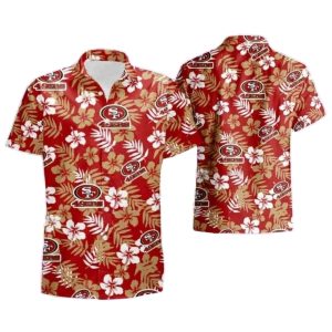 Sunset Palms 49ers Red Hawaiian Shirt