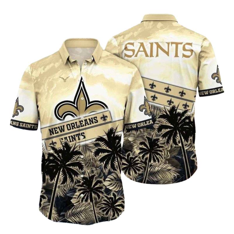 Sunset Palms And New Orleans Saints Badge Hawaiian Shirt 1